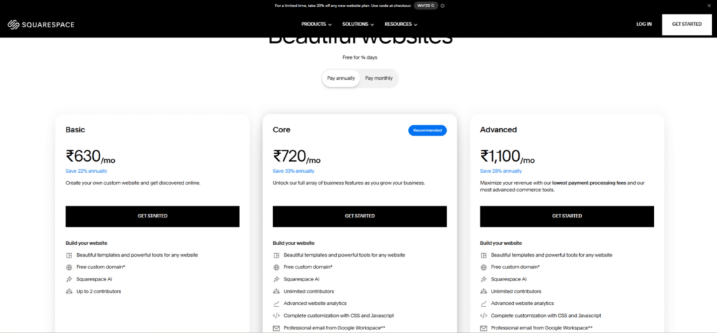 Squarespace-pricing